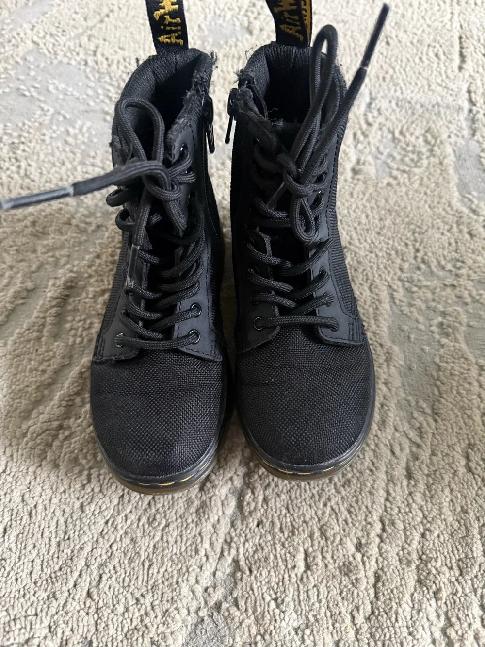 Dr. Martens Black Canvas Combs J Lace Up Boots size zip 11